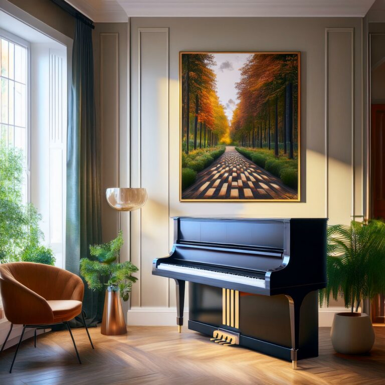 How to learn piano at home image of a piano in a home.