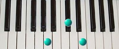 A Major chord piano image of the notes